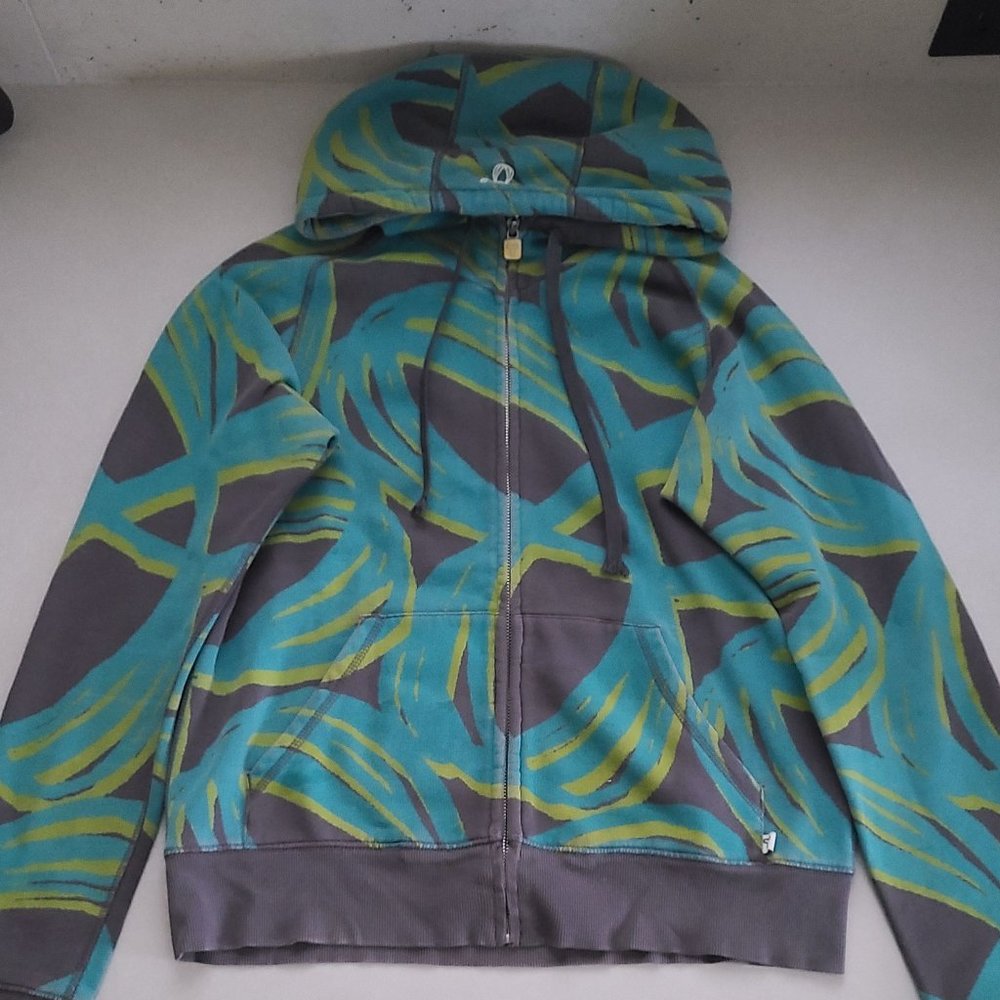 TNA Turquoise & Gray Full Zip Sweater